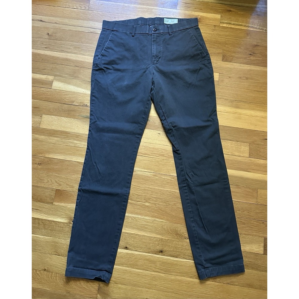 GAP Men's Slim Fit Chino Pants 33x32 Gray Stretch Casual Dress